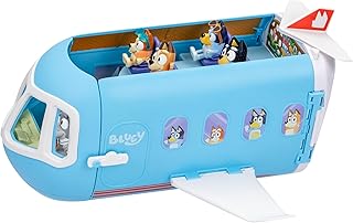 Bluey 3-in-1 Transforming Plane Playset with The Heelers, Plane Transforms to A Resort & Boat, 25+ Sounds & Phrases, 5 Figures - Exclusive Captain Figure, Amazon Exclusive