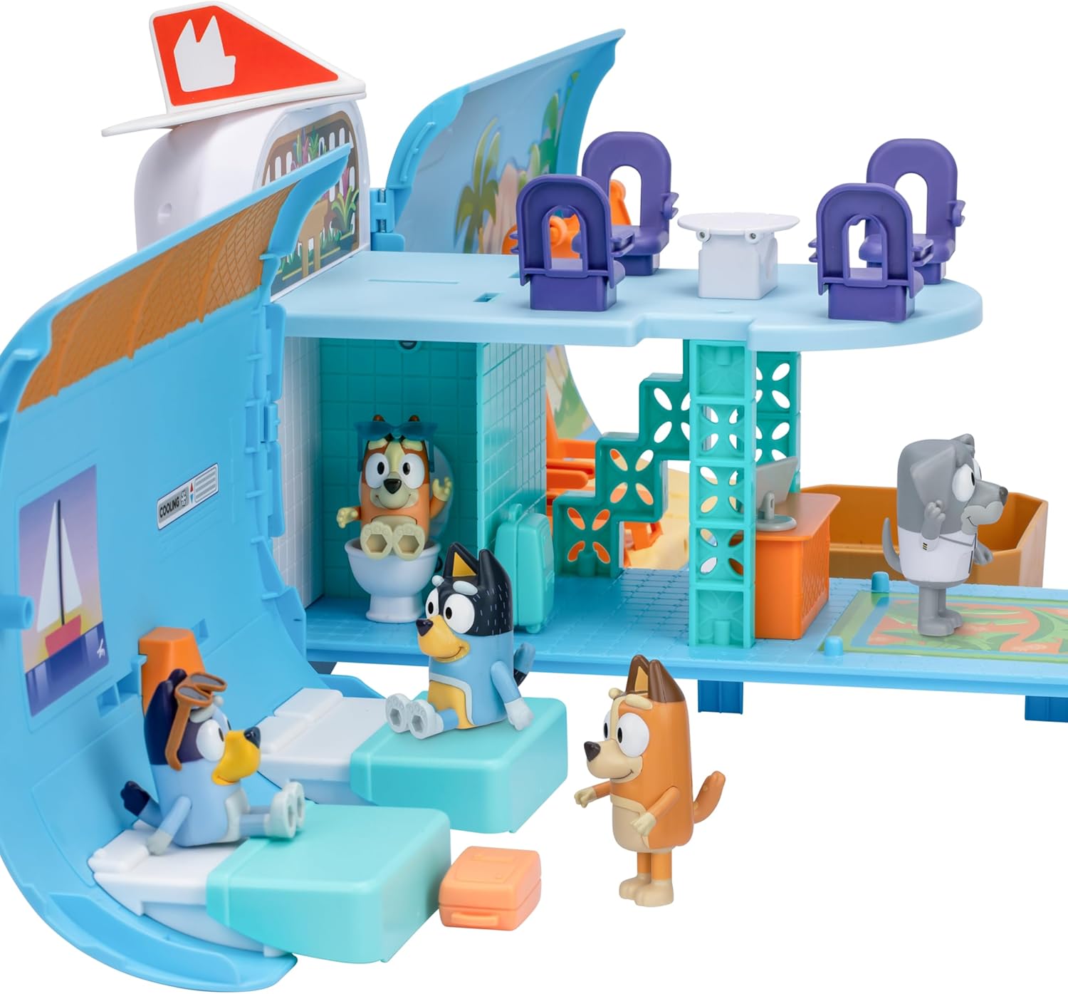 Bluey 3-in-1 Transforming Plane Playset with The Heelers, Plane Transforms to A Resort & Boat, 25+ Sounds & Phrases, 5 Figures - Exclusive Captain Figure, Amazon Exclusive-9