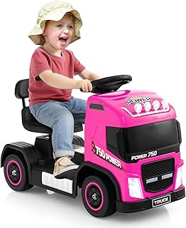 Maxmass Kids Ride on Truck, 6V Children Battery Powered Electric Vehicle with Adjustable Seat, Music, Horn and Front Lights, Toddler Electric Toy Car or 18-72 Months Old (Pink)