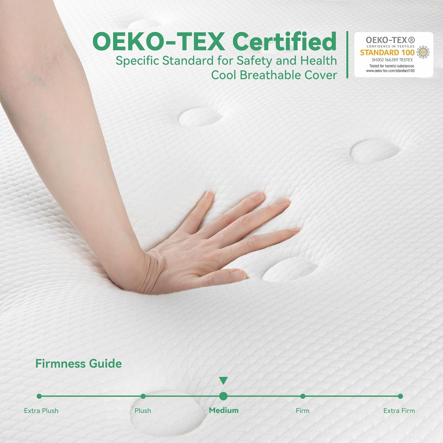 TeQsli Double Mattress 4FT6, 10 Inch Medium Firm Gel Memory Foam Pocket Sprung Hybrid Mattress Orthopedic for Pressure Relief Motion Isolation - Edge Support & OEKO-TEX 100, 135x190x25cm-2