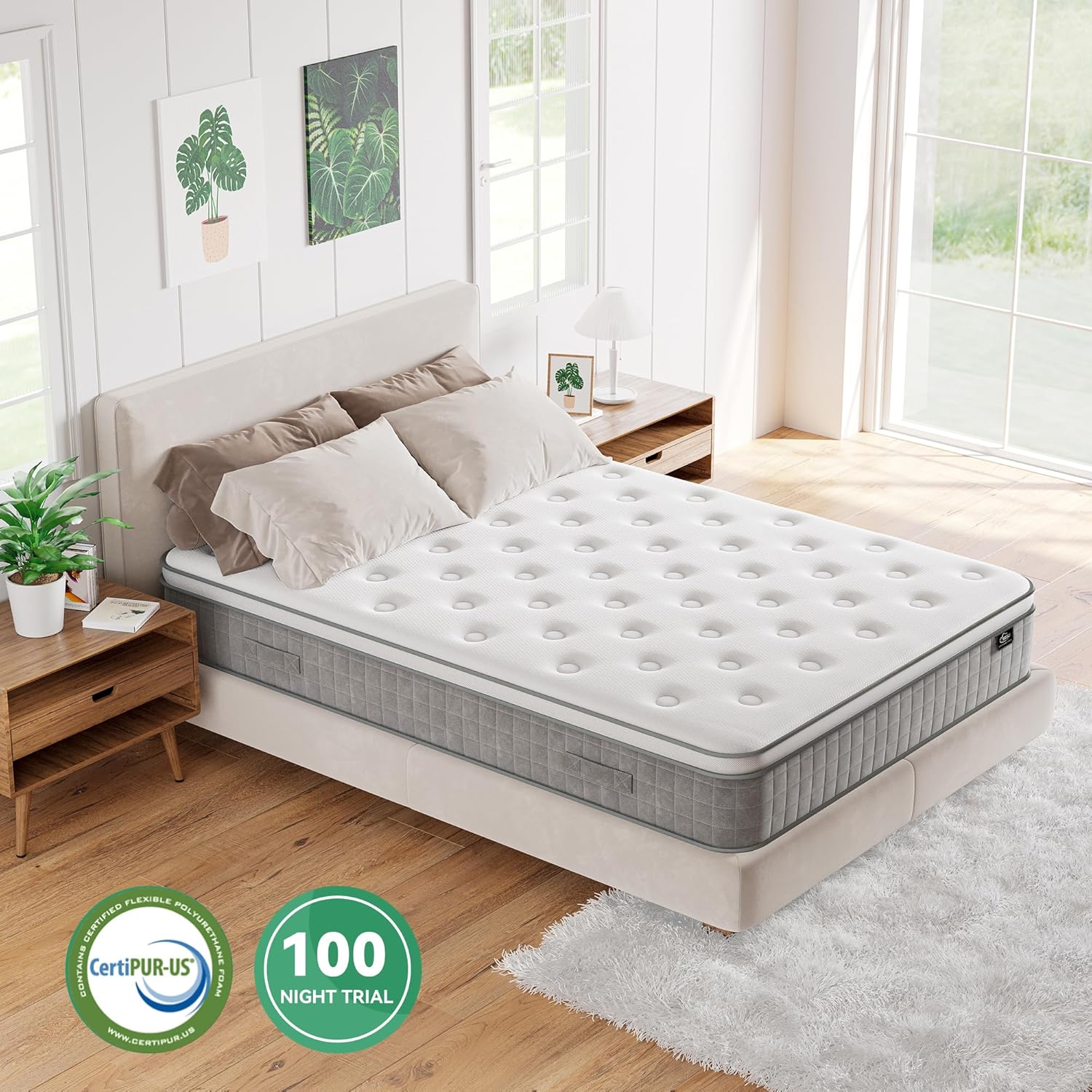 TeQsli Double Mattress 4FT6, 10 Inch Medium Firm Gel Memory Foam Pocket Sprung Hybrid Mattress Orthopedic for Pressure Relief Motion Isolation - Edge Support & OEKO-TEX 100, 135x190x25cm-6