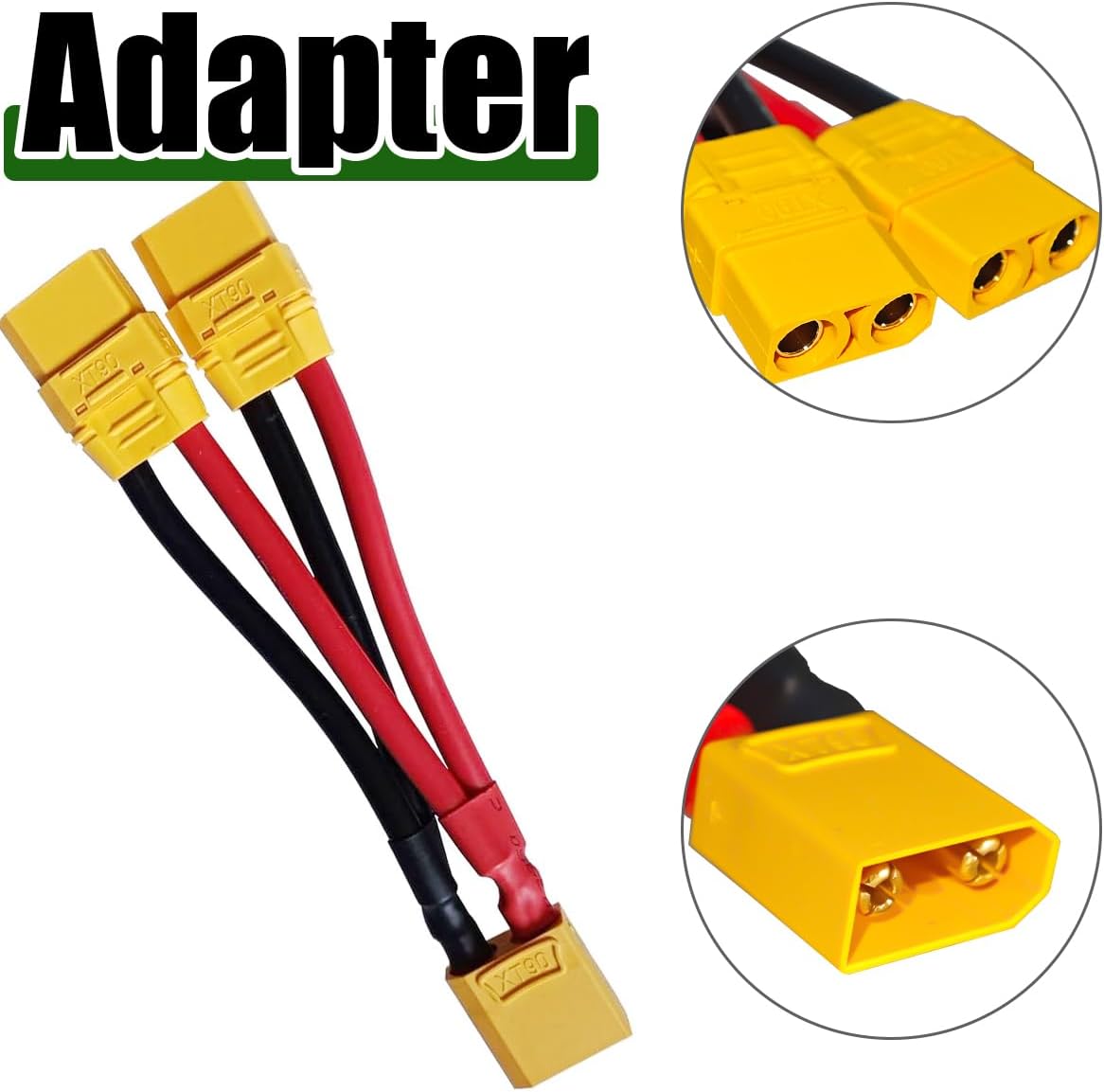 EatPitaya XT90 Plug Parallel Battery Connector Cable 10AWG 100MM, 2pcs XT90H Connector Style 1-Male to 2-Female Y-Splitter for Quadcopters Multirotors RC LiPo Battery-1