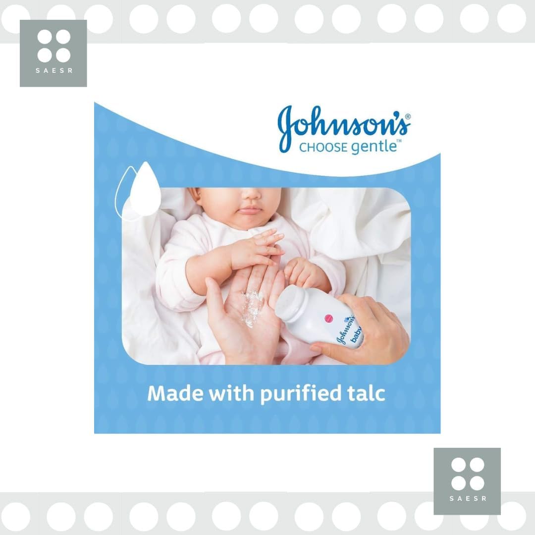 Johnson's Newborn Essentials with Our 3-Pack Baby Talc 200g Bundled with 1pc of SAESR Sponge. Dermatologist Tested New Born Baby Essentials and Baby Products for Baby's Delicate Skin.-5