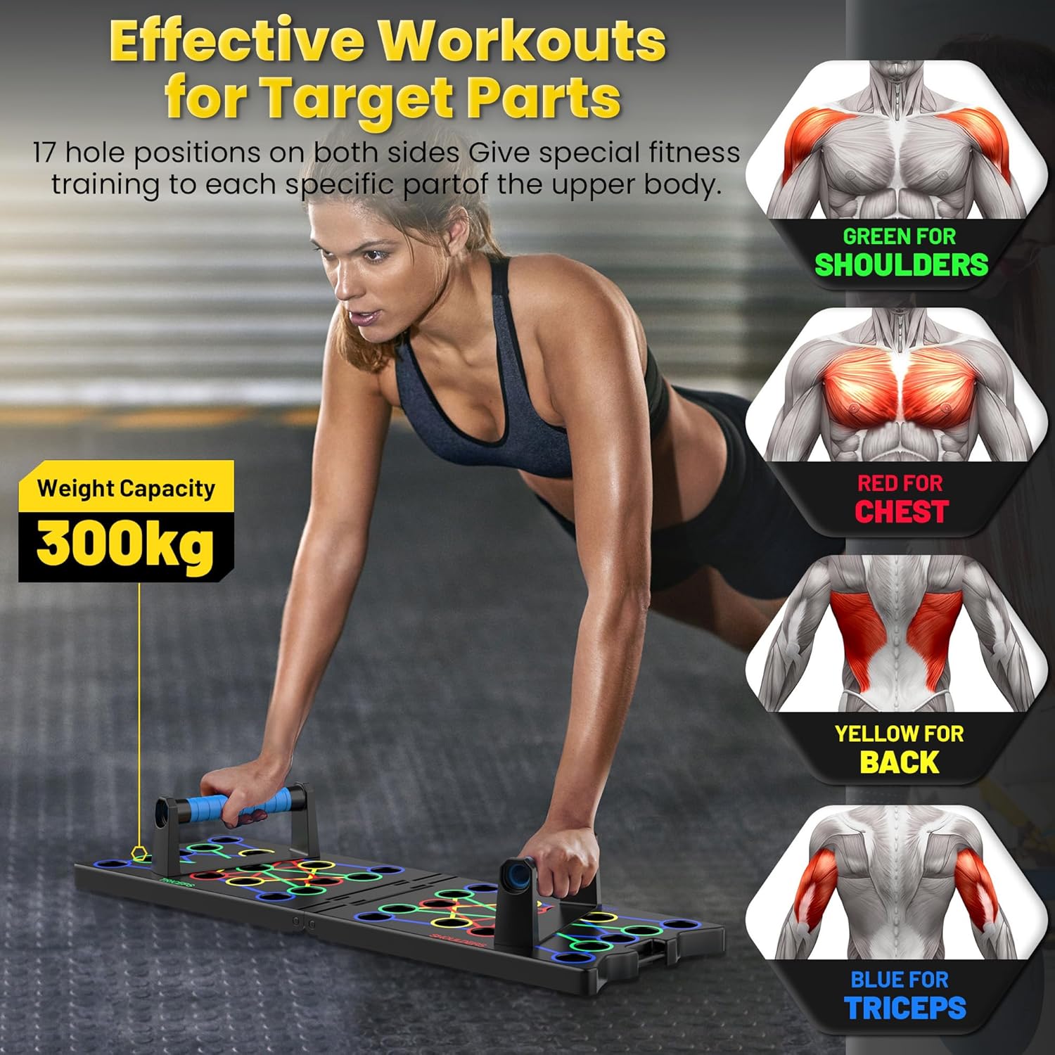 Foldable Push Up Board, 24-In-1 Multi-function Home Workout Equipment, Burn Fat Strength Training Equipment for Effectively Exercise the Muscle of the Upper Body Shoulders,Chest,Back and Triceps-1