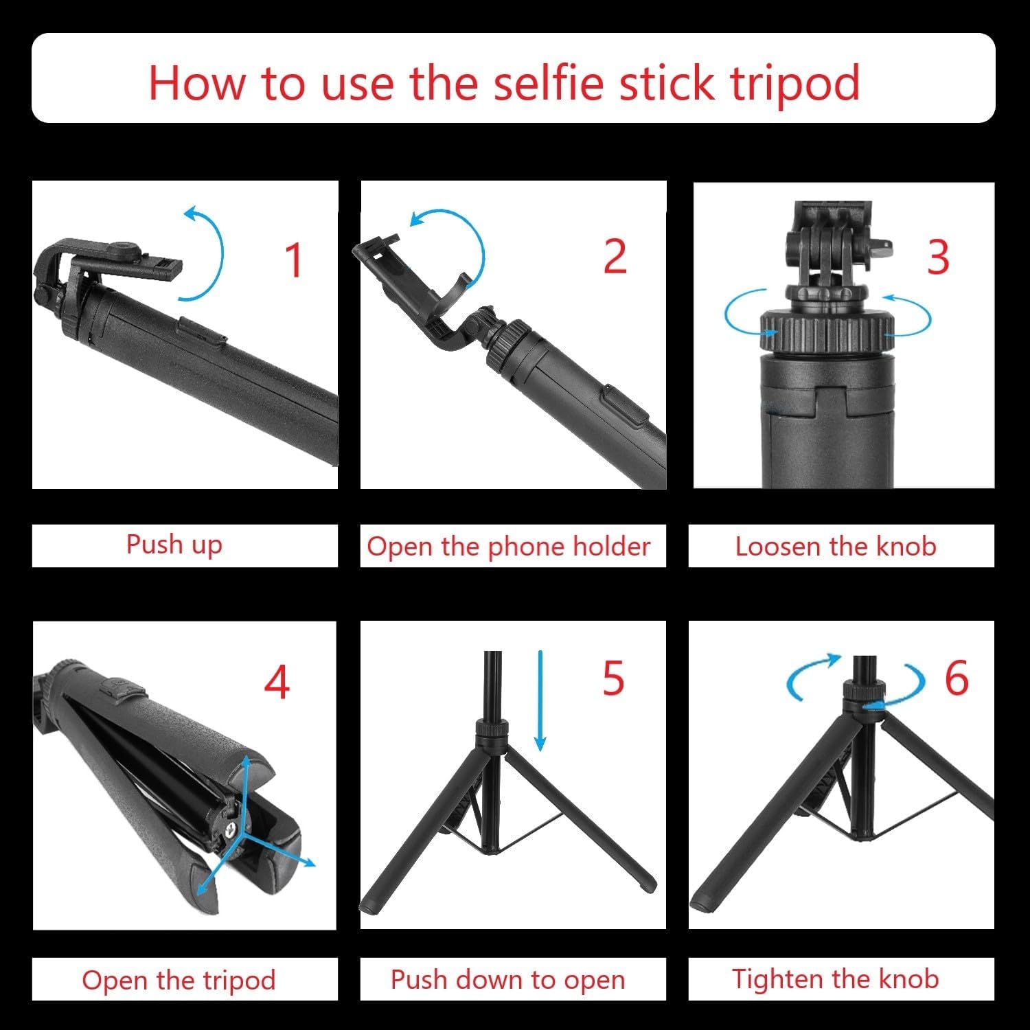 66"Selfie Stick Tripod for Cellphone&Cameras,All-in-1 Phone Tripod with Rechargeable Remote Control and Rotate Phone Holder, for Photograph, Live Streaming, Video Recording. (black)-7