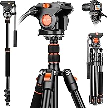 JOILCAN Heavy Duty Camera Tripod 72", Aluminum Camera Video Tripod Stand with 360° Fluid Drag Head, Monopods for Cameras with QR Plate for Canon Nikon Sony Cameras/Camcorder, Max Load 13.6kg/30lbs