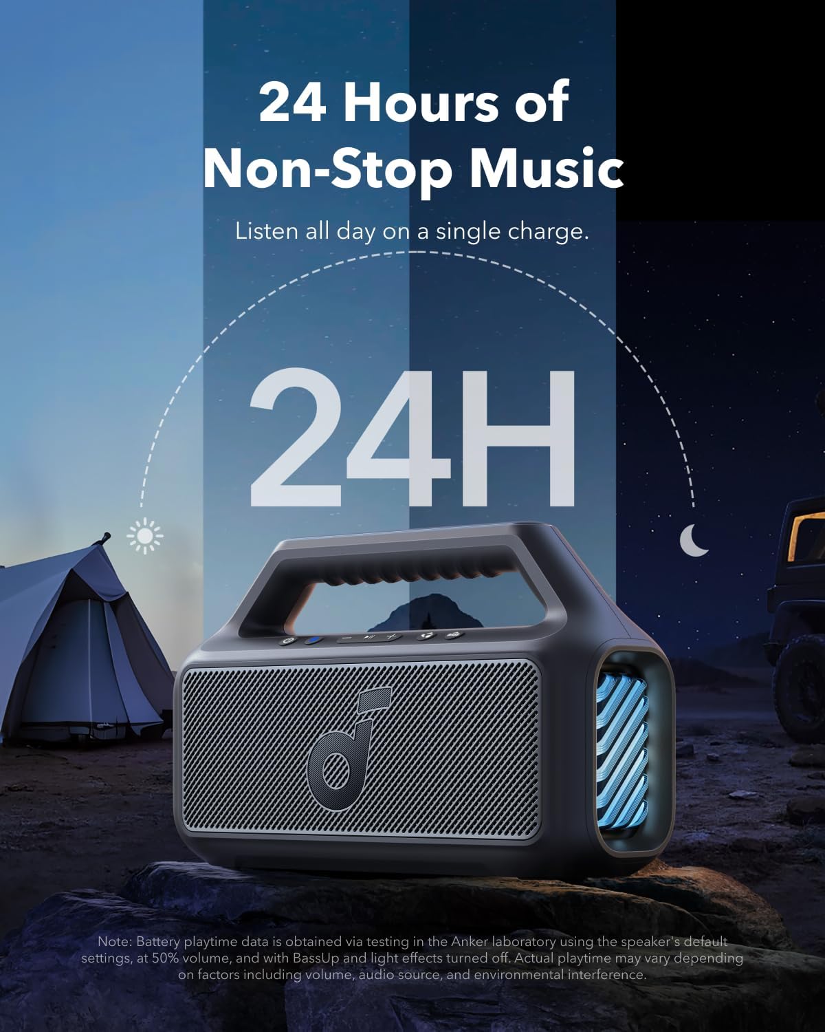 soundcore Anker Boom 2 Bluetooth Speaker, Outdoor Speaker with 80W, Subwoofer, BassUp 2.0, 24H Playtime, IPX7 Waterproof, Floatable, RGB Lights, Custom EQ, USB-C, Portable for Camping, Beach, Garden-5