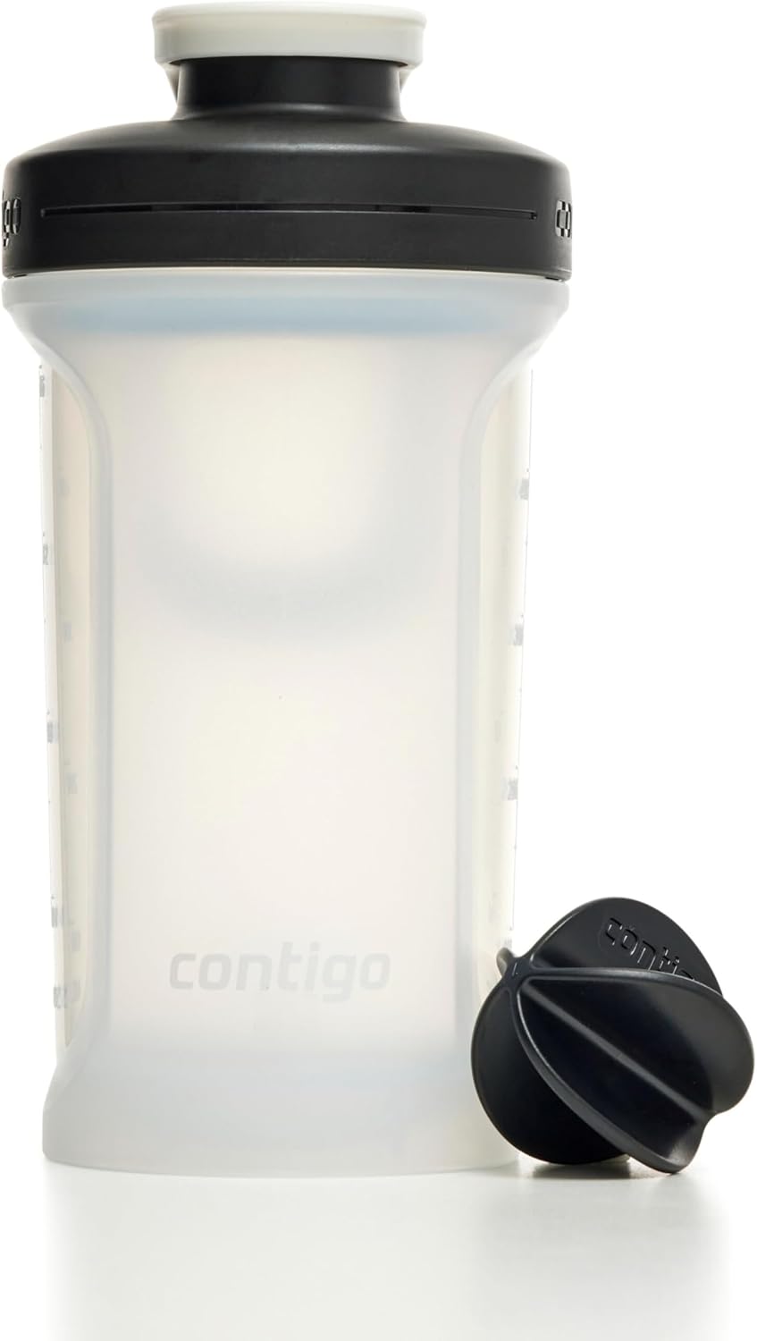 Contigo Shake & Go 2.0 Protein Shaker Bottle with Mixer Ball | Large BPA Free Blender | Ideal for Protein Powder, Nutrition Shakes or Smoothies |Leak Proof Shake Sports Bottle | Salt | 590 ml-1