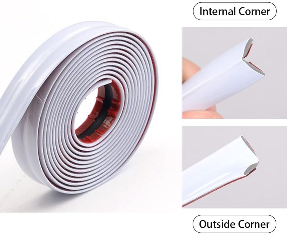 PVC Inside Outside Corner Trim Self-Adhesive Peel and Stick Vinyl Edging for Tile and Wall Edges, External Corner Strip Exterior Trim,3cm-1