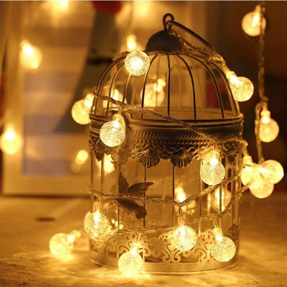 LiyuanQ Globe Fairy Lights Plug in 60 LED String Lights Mains Powered Waterproof Indoor Outdoor Hanging Lights Decorative Christmas Lights for Bedroom Patio Garden Party Wedding(Warm White)-2