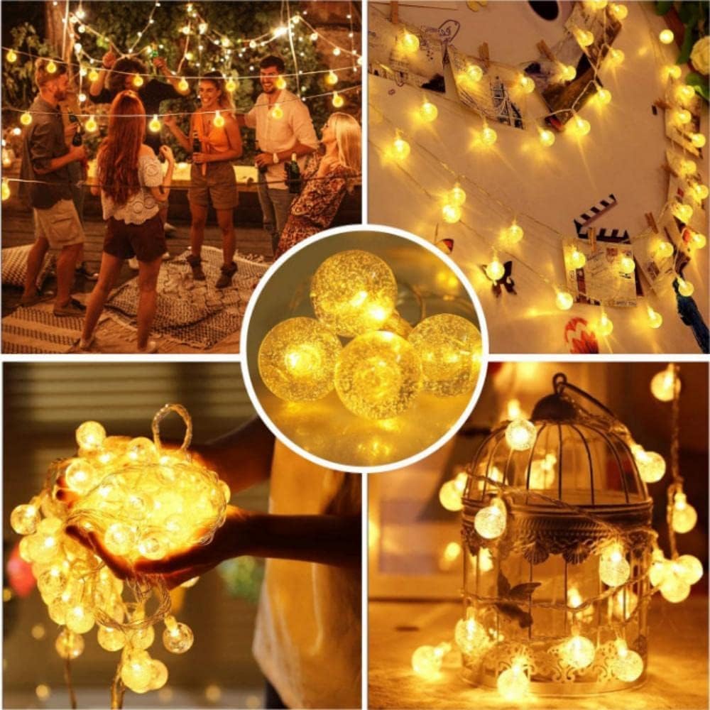 LiyuanQ Globe Fairy Lights Plug in 60 LED String Lights Mains Powered Waterproof Indoor Outdoor Hanging Lights Decorative Christmas Lights for Bedroom Patio Garden Party Wedding(Warm White)-4