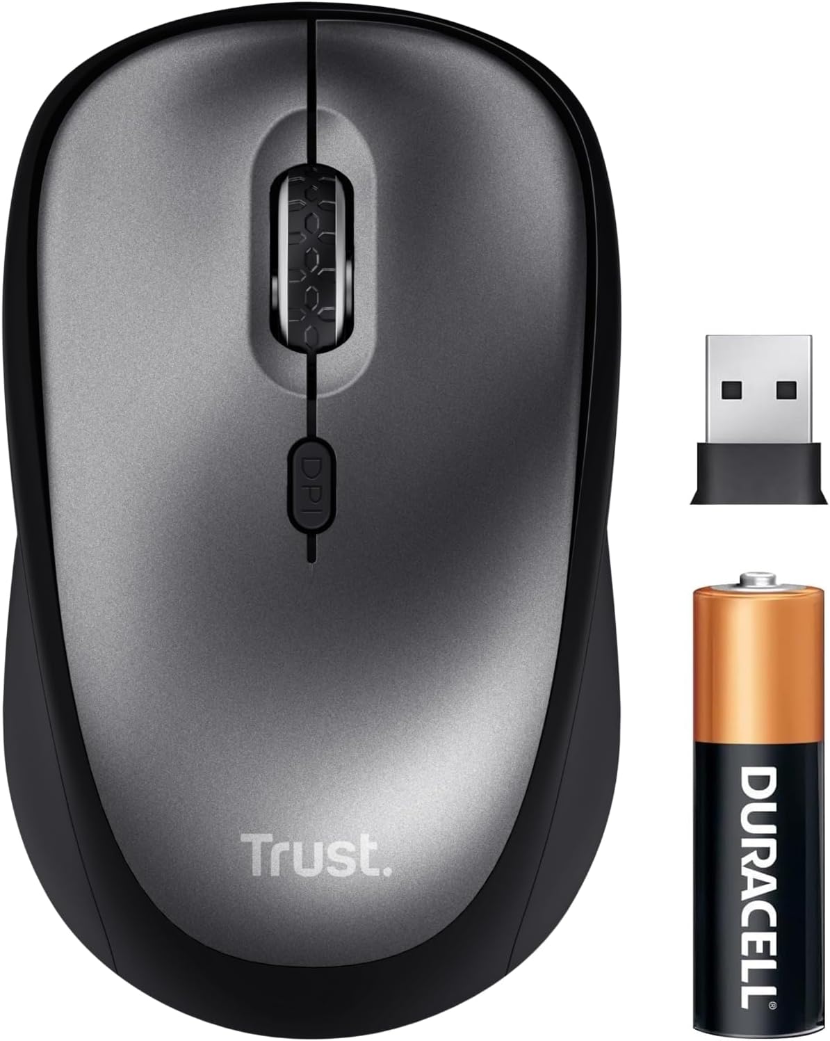 Trust Yuki Silent Wireless Mouse, Battery Included, for Left and Right Hand Users, 800-1600 DPI, 83% Recycled Materials, Storable USB Micro Receiver, Quiet Compact Computer Mouse for PC, Laptop, Mac-0