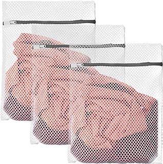 Giantree 3 Pcs Mesh Laundry Bags for Delicates, Durable Honeycomb Lingerie Bags with Elastic Zipper Protector for Washing Machine Dryer Delicates Bag to Wash Hosiery Stocking Underwear Bra Lingerie