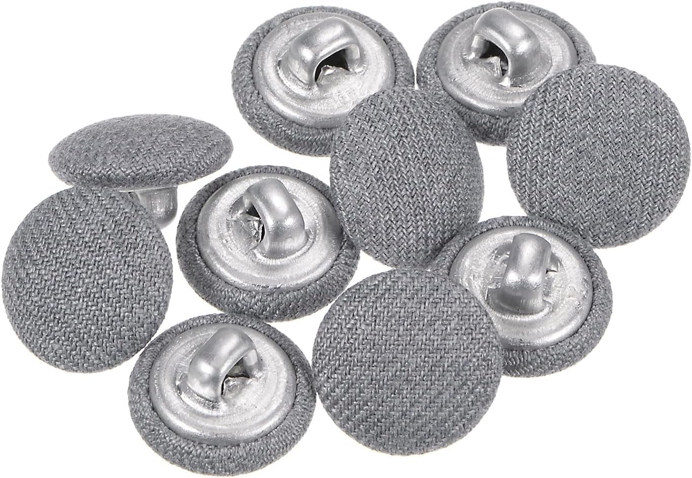 sourcing map 10pcs 20L Fabric Cloth Covered Button 12.5mm Metal Shank Round Sewing Buttons for Suits Dress Blouses, Grey-0