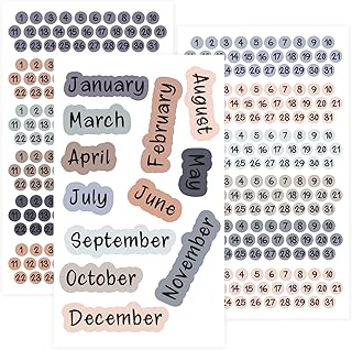 Date Dots 12 Months, Joyfulmap Small Number Planner Stickers, 3 Sheet Morandi Color System journaling stickers, Perfect for To Do Lists and Planner Accessories