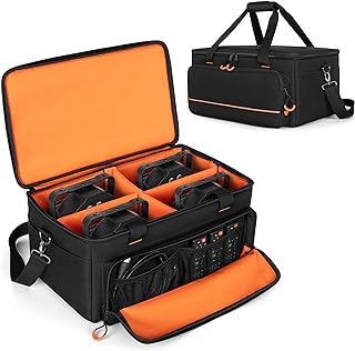 Luxja Padded Par Light Bag Fits 4 Par Lights, Par Light Case with Inner Divider and Accessory Pockets, Black