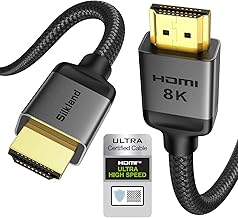 Silkland 8K HDMI® 2.1 Cable Certified,[8K@60Hz, 4K@120Hz] Ultra High Speed HDMI®Cable, eARC, Dolby Atmos Vision, 48Gbps, HDR, HDCP2.3, Compatible for Samsung TV/Fire TV/PS5/Xbox Series X/Blu-Ray 1M