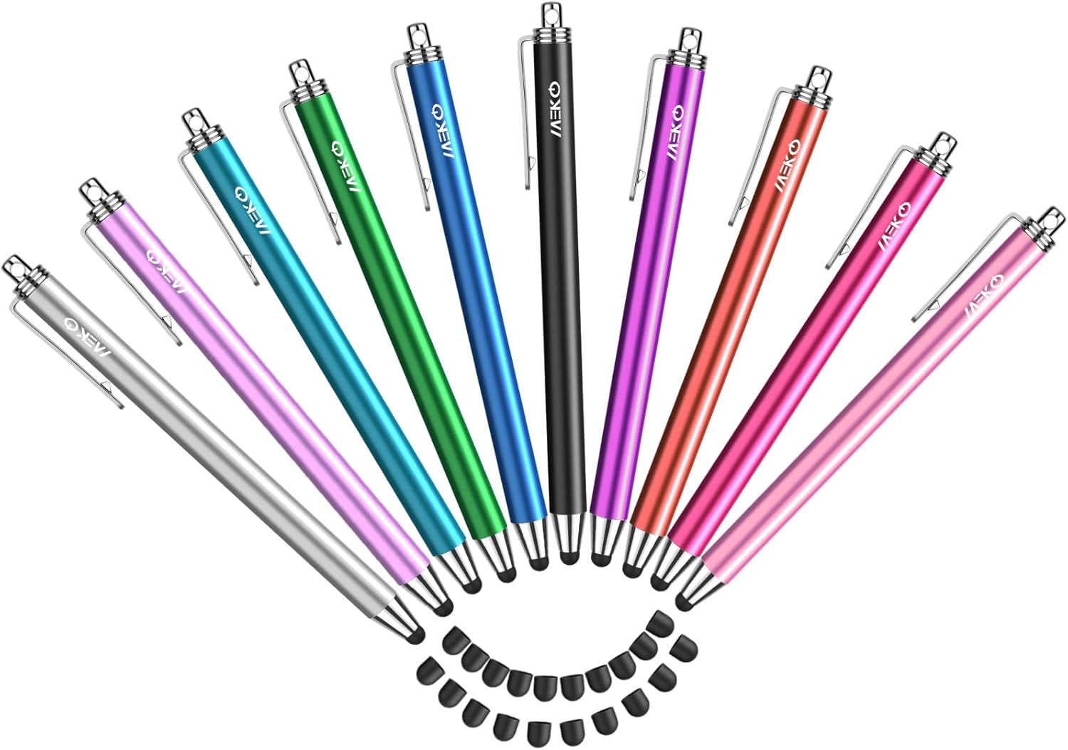 MEKO 10 Pack Stylus Pens for Touch Screens, 0.24" Replaceabler Tip Stylus, Universal Capacitive Tablet Touch Screen Pen for iPad/Pro/Air/Mini/iPhone/Samsung/Google/Motorola with Extra 20 Rubber Tips-0