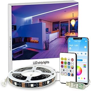 phopollo USB Led Strip Light 5m One Roll RBG IC for Bedroom with Remote USB Power Strip Lighting Room Colour Changing Light Without Plug