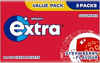 Extra Strawberry Flavour Sugarfree Chewing Gum Multipack, 5 x 10 pieces