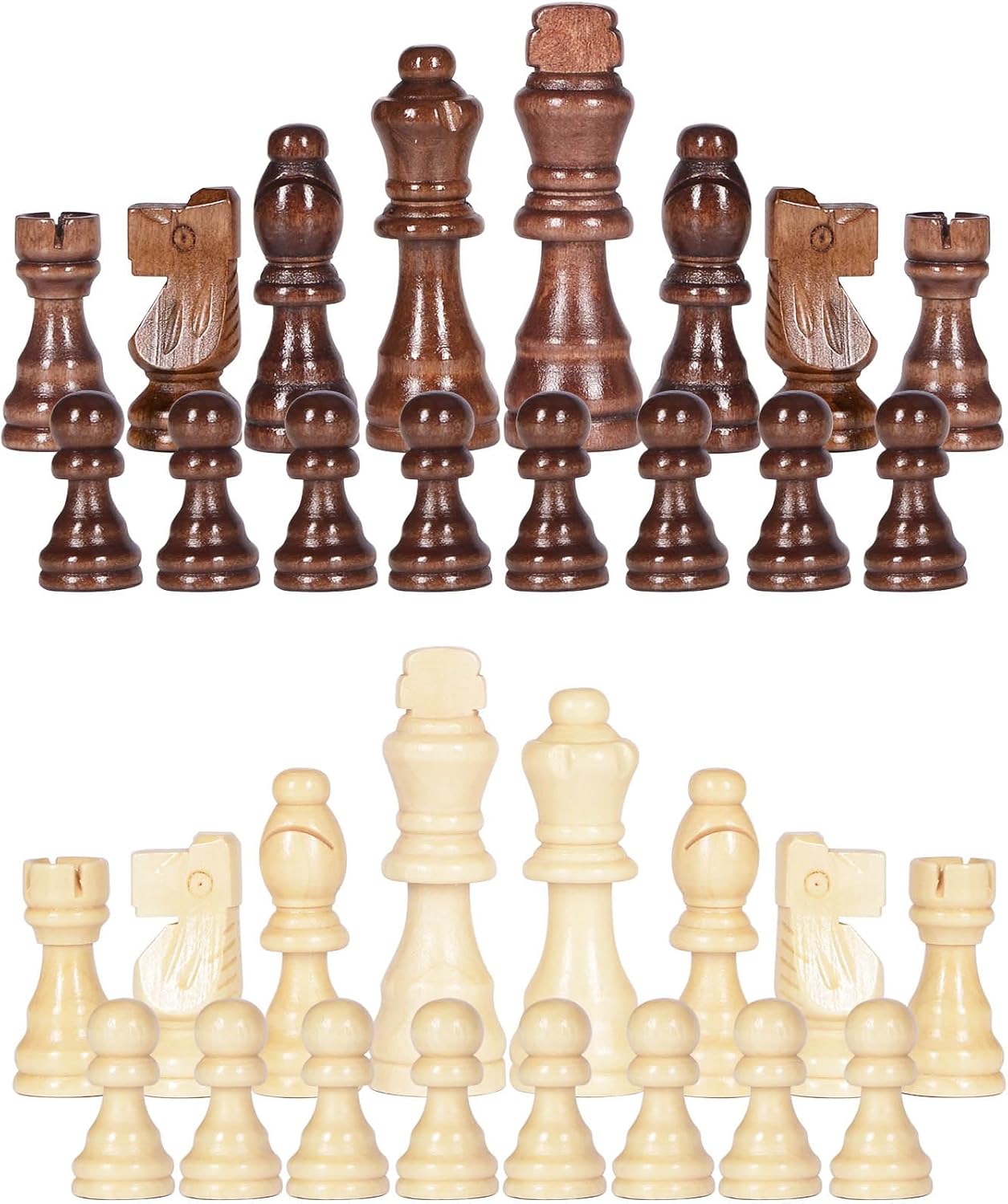 SANCHKEN 32 Pieces Wooden Chess Pieces 3" Handcrafted Chessmen (Pieces Only) Tournament Staunton Chessmen with Storage Bag with King Figures Chess Game Chess Accessories-6