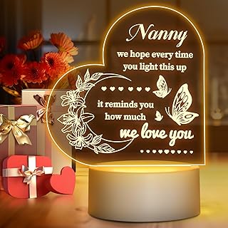 Winzwon Nanny Gifts from Grandchildren, Nan Birthday Gifts Night Light, Personalised Presents for Nana, Grandma Granny, Nanny Christmas Gifts, Mothers Day Gifts for Nan, Unique LED Bedside Lamp