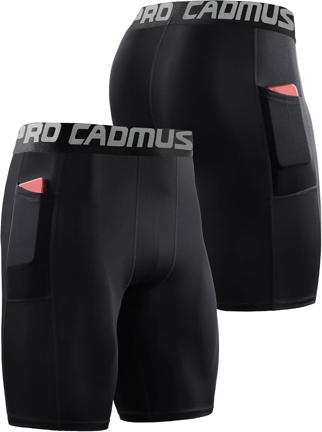 Cadmus 3 Pack Men Compression Gym Running Sports Underwear Base Layer Shorts with Side Pockets-7