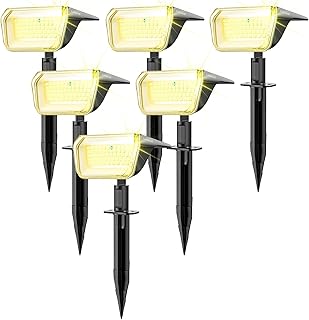 Linkind Solar Garden Light,Extra-Long Illumination Time Solar Garden Lights with Winter Mode, 800lm,3000K Warm White, IP67 Waterproof Wall Lights for Garden Yard Driveway Porch Walkway, 6-Pack