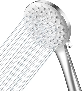 VEHHE Shower Head with 6 Spray Modes, Large Shower Head Round One-Hand Operation, Shower Head High Pressure with Anti-Clogging Silicone Nozzle, Universal Power Shower Head Handheld for Home Gym Spa