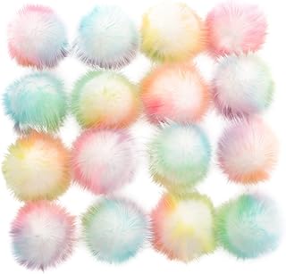 COHEALI 16pcs Faux Fox Fur Pom Pom Clothes Fur Ball Artificial Plush Ball Artificial Plush Fur Ball Fluffy Pompom Fake Fox Fur Balls Mini Pom Pom Balls Fur Scarf DIY Pompom Hat Accessories