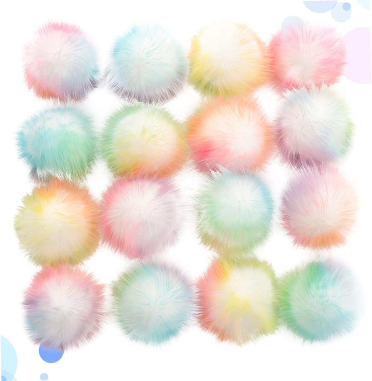 COHEALI 16pcs Faux Fox Fur Pom Pom Clothes Fur Ball Artificial Plush Ball Artificial Plush Fur Ball Fluffy Pompom Fake Fox Fur Balls Mini Pom Pom Balls Fur Scarf DIY Pompom Hat Accessories-4