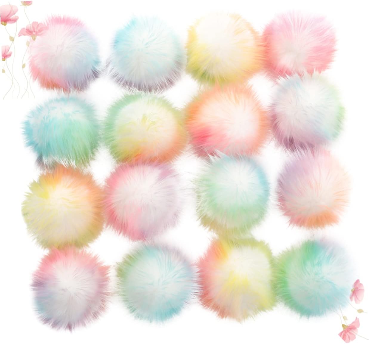 COHEALI 16pcs Faux Fox Fur Pom Pom Clothes Fur Ball Artificial Plush Ball Artificial Plush Fur Ball Fluffy Pompom Fake Fox Fur Balls Mini Pom Pom Balls Fur Scarf DIY Pompom Hat Accessories-7