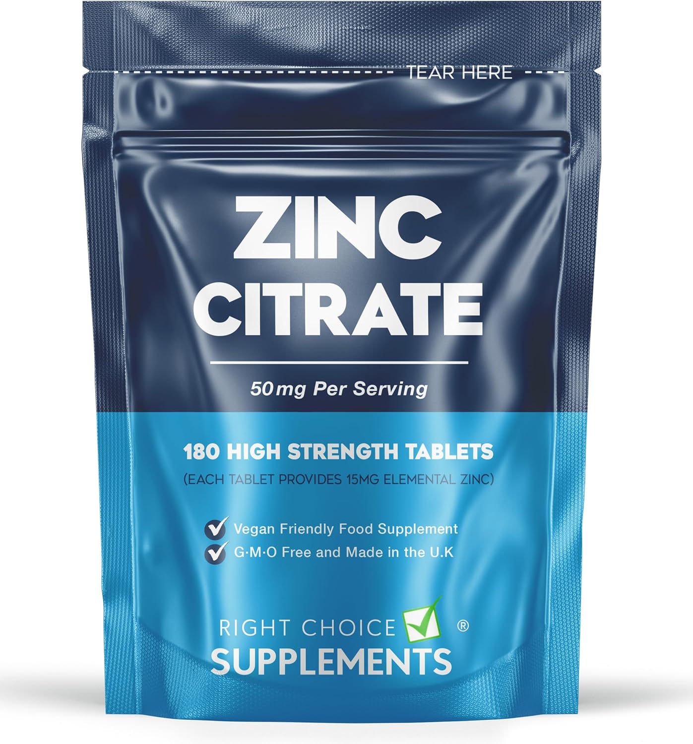 Zinc Citrate 50mg Tablets – 180 High Strength Vegan Tablets (6 Months Supply) – Highly Absorbable Zinc Supplements for Maintenance of Normal Immune System, Bones, Hair, Skin & Nails – Made in UK-0