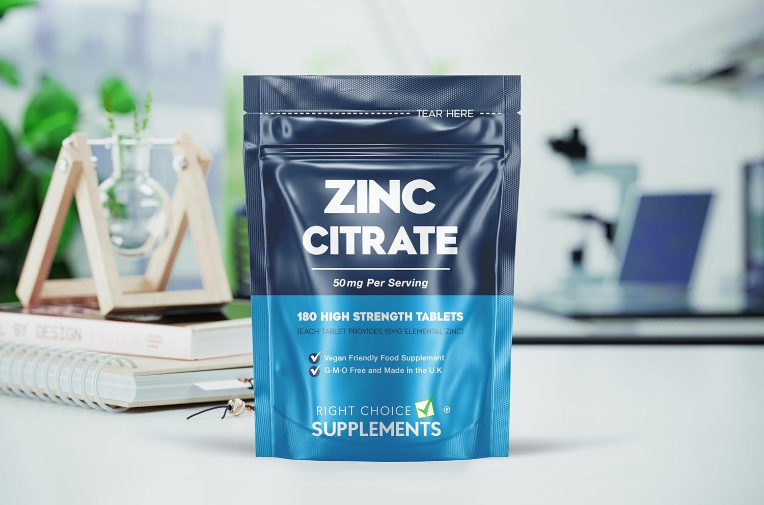 Zinc Citrate 50mg Tablets – 180 High Strength Vegan Tablets (6 Months Supply) – Highly Absorbable Zinc Supplements for Maintenance of Normal Immune System, Bones, Hair, Skin & Nails – Made in UK-1