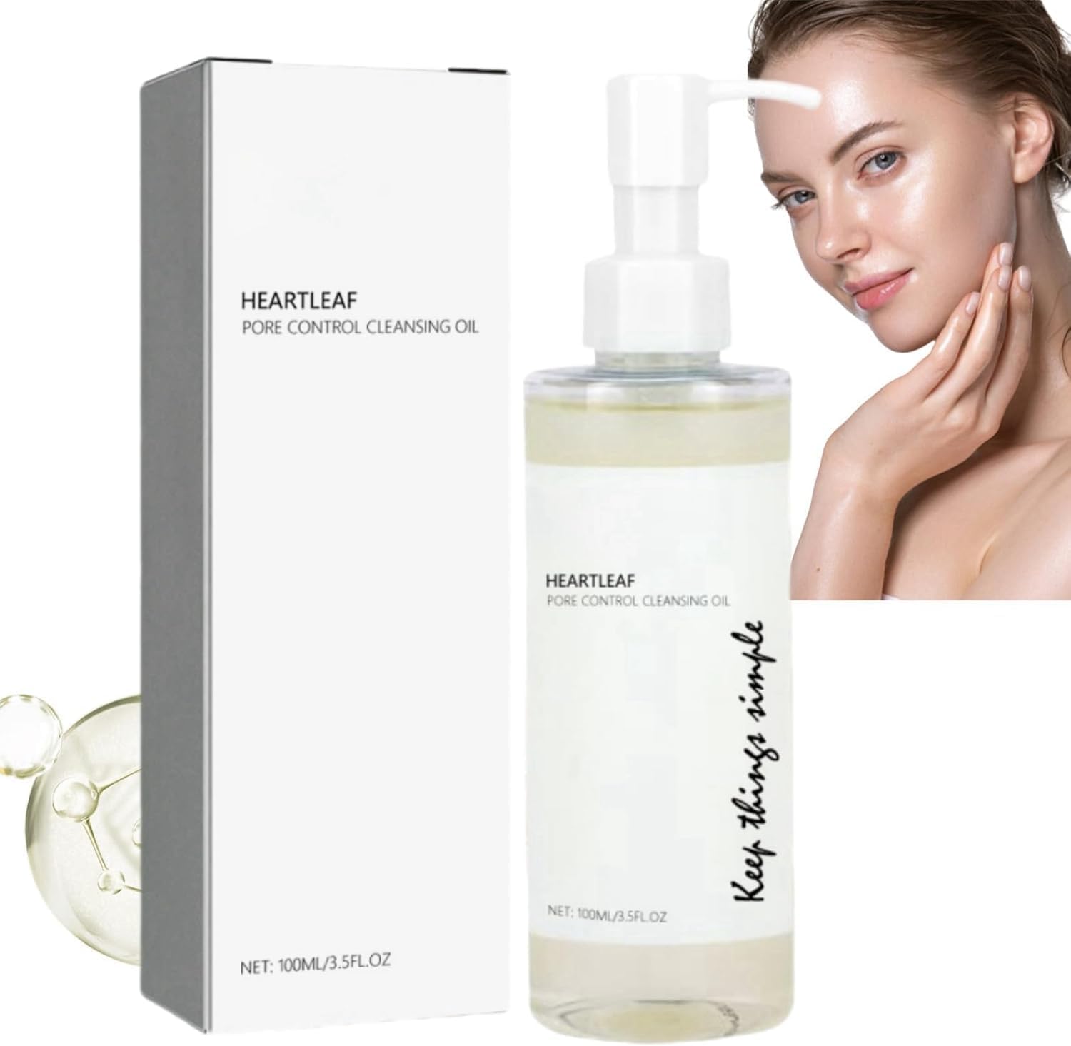 Inskin Heartleaf Pore Control Cleansing Oil Lightweight,Facial Cleanser Daily Makeup Blackheads Removal For All Skin Types-0