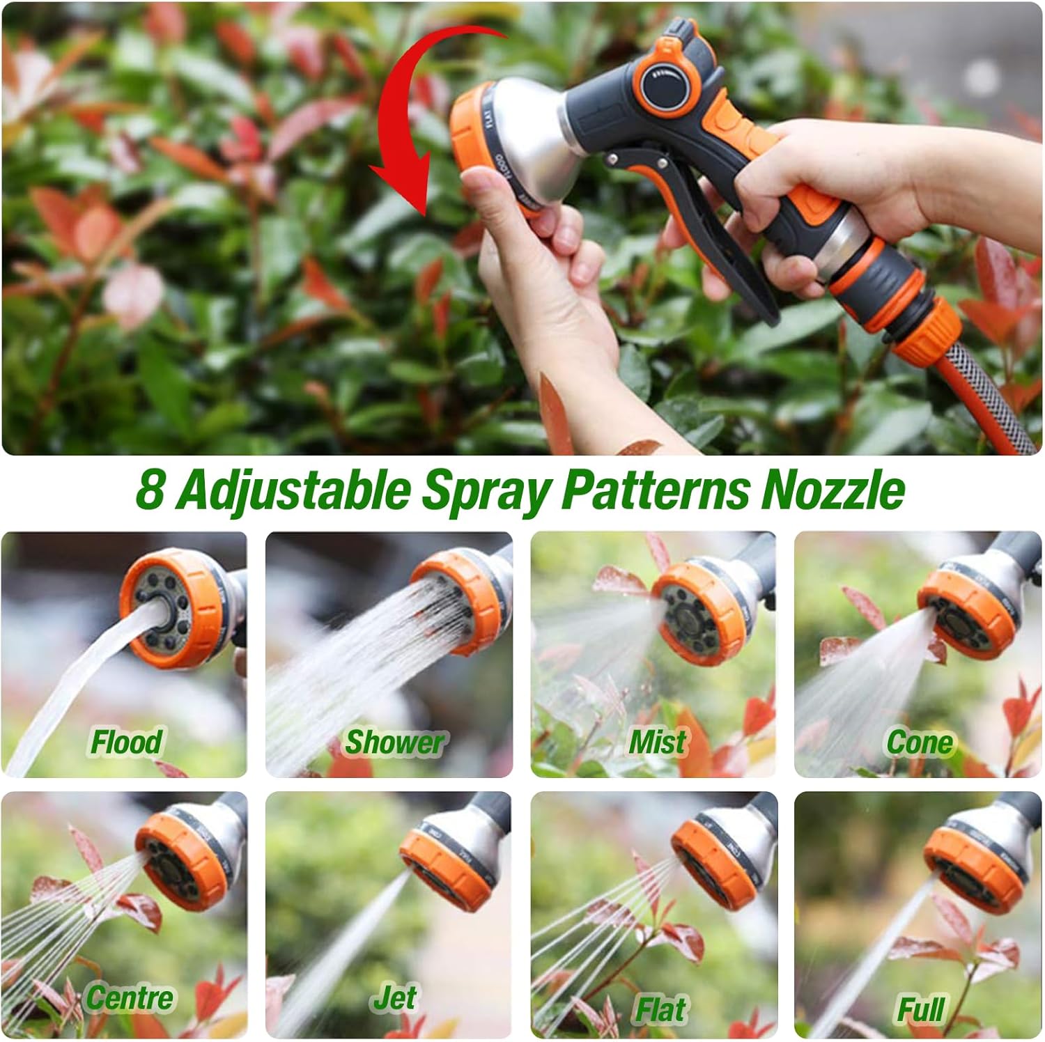 RnCop Garden Hose Spray Gun, 8 Adjustable Patterns High-Pressure Hose Nozzle, Water Flow Control, Perfect for Plants, Lawns, Cars, Bikes, and Pets Bathing-4