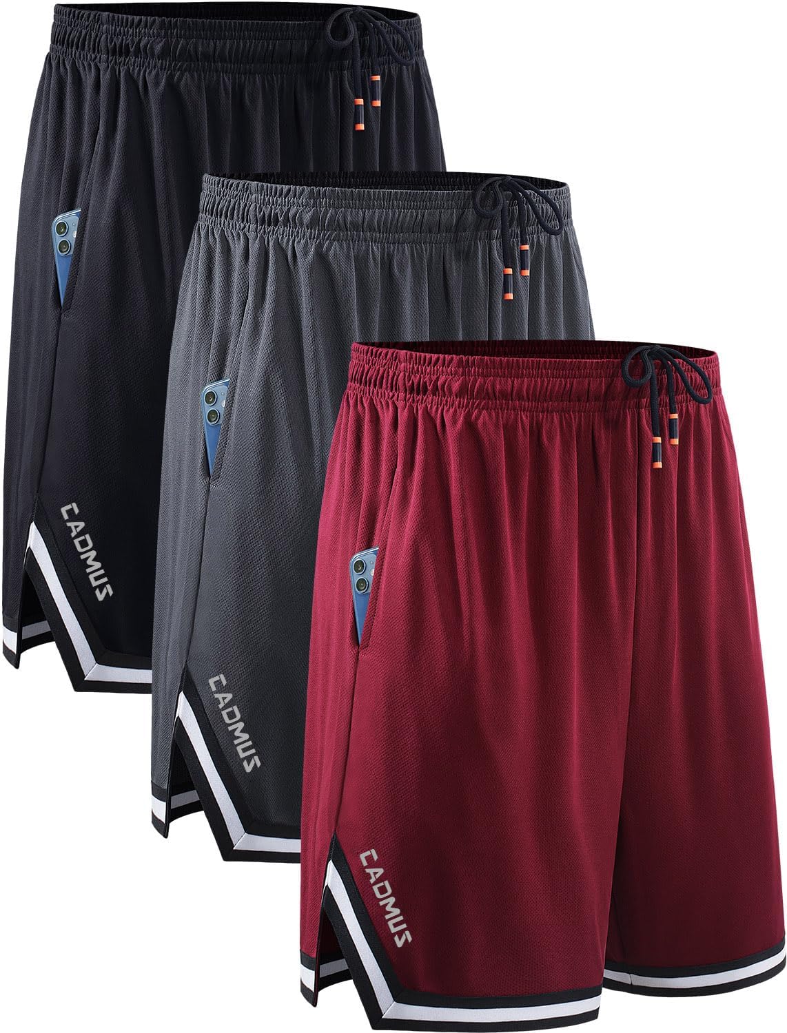 Cadmus 3 Pack Mens Running Shorts Dry Fit Gym Lightweight Sport Athletic Training Shorts with Pockets-0