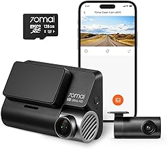 70mai New 4K Dash Cam A810 Front and Rear and 128GB SD Card,Built in GPS,Night Owl Vision,Support 256GB Max,Smart Parking Guardian Mode,AI Motion Detection,Time-Lapse Recording