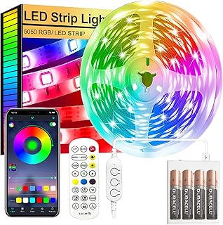 FUPT Led Strip Lights,2m Led Light Strips Battery Powered with App&Remote, Flexible 5050 RGB Colour Changing Led Lights for Bedroom,TV,Gaming Room Music Sync,Christmas,Halloween Decorations