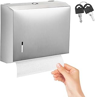 YKUKIZEE Commercial Paper Hand Towel Dispensers, Wall Mounted Paper Hand Towel Holder Stainless Steel, Lockable Tissue Dispenser Wall Mounted for Folded Towels Hotel Bathroom Restaurant Office