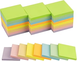 24 Pads - 3 in x 3 in Sticky Notes 8 Colors Post Self Stick Notes Pads, Pastel Stickies Colorful Super Sticking Memo Pads,Strong Adhesive, 82 Sheets/pad,1968 Sheets Total