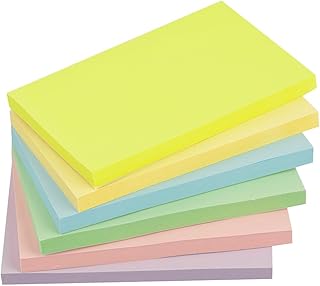 6 Pads - 3 in x 5 in Sticky Notes （76 x 127 mm ）6 Colors Post Self Stick Notes Pads, Pastel Stickies Colorful Super Sticking Memo Pads,Strong Adhesive, 80 Sheets/pad，480 Sheets