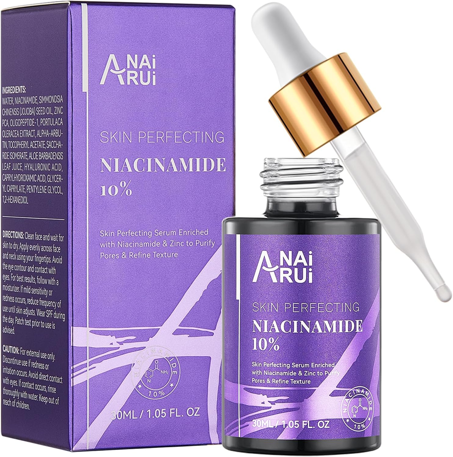 ANAiRUi 10% Niacinamide Facial Serum with Vitamin B3, Arbutin and Zinc - Reduce Dark Spots, Blemish, Pore, Anti-Aging and Wrinkle - 30ml-0