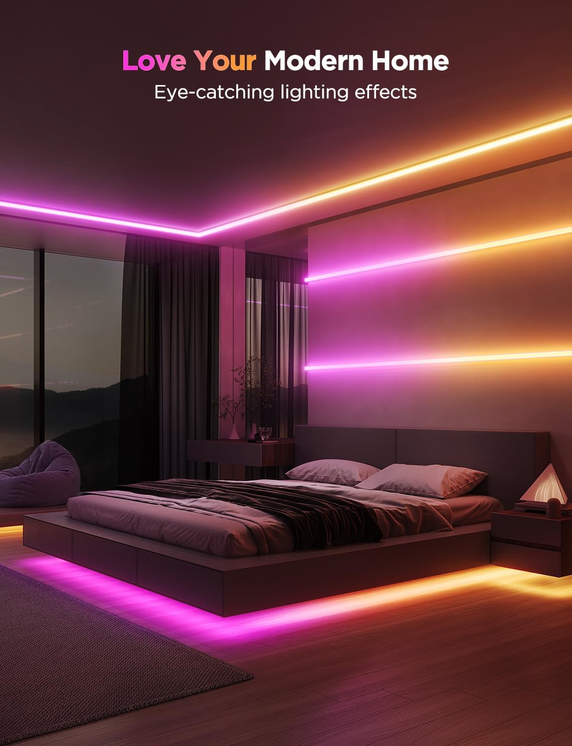 Govee RGBIC LED Strip Lights 5M with Covers, Smart LED Lights Work with Alexa and Google Assistant, LED Diffuser with Strip for Bedroom, Skirting Lines, Cabinet-3