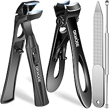 Nail Clippers for Thick Nails for Seniors, 2024 New Angled Head Large German Toe Nail Clippers for Men with Catcher,Heavy Duty Fingernail Clippers with Wide Opening Nail Cutter Women, Black