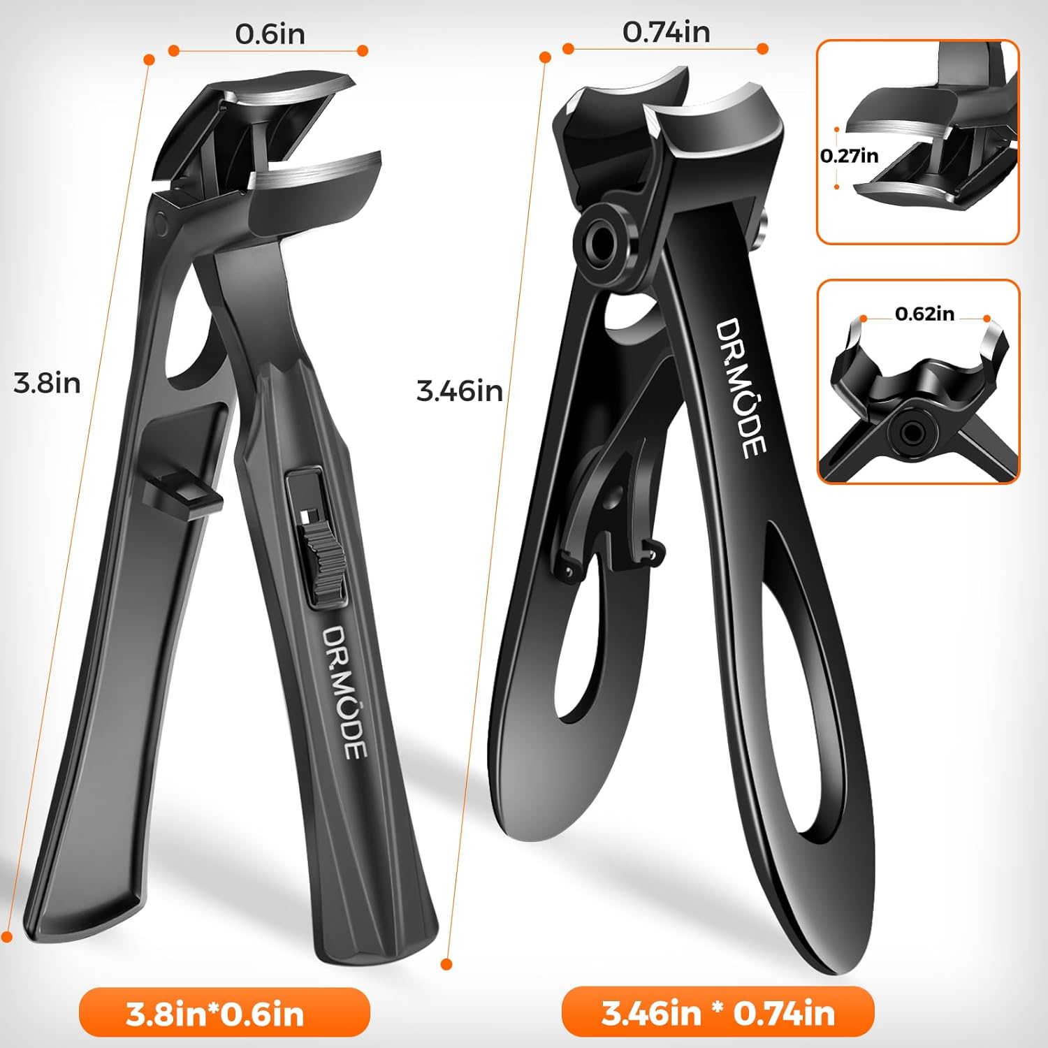 Nail Clippers for Thick Nails for Seniors, 2024 New Angled Head Large German Toe Nail Clippers for Men with Catcher,Heavy Duty Fingernail Clippers with Wide Opening Nail Cutter Women, Black-7