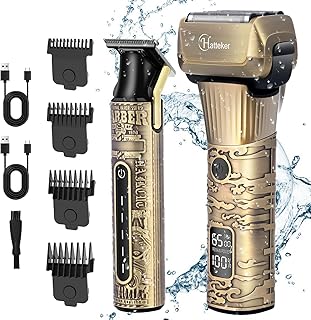 Hatteker Foil Shaver Electric Razor Men's Shaver T-Blade Trimmer Beard Trimmer Beard Clipper Hair Clipper LED Display Waterproof Shaver Kit 2 in 1