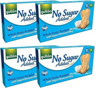 Digestive Cookie Bundle Containing Gullon Whole Grain Breakfast Biscuits With Yoghurt Filling No Sugar Added 220g (4 Pack)