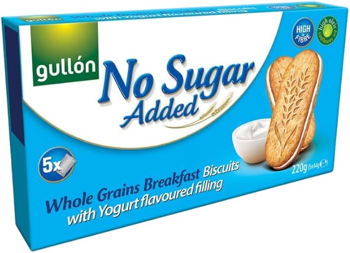 Digestive Cookie Bundle Containing Gullon Whole Grain Breakfast Biscuits With Yoghurt Filling No Sugar Added 220g (4 Pack)-1