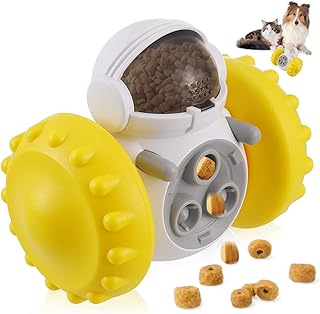 Ckbuity Interactive Dog Treat Ball, Dog Puzzle Toys Feeder Ball Puppy Slow Feeder For Boredom, Indestructible Giggle Ball Dog Toys For Medium Dogs, Fun Puppy Chew Training Toy, Pets LOVE It (Yellow)